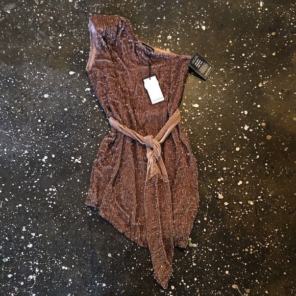 retrofete Ella Dress Bronze Brown Gold Sequin - Picture 8 of 11